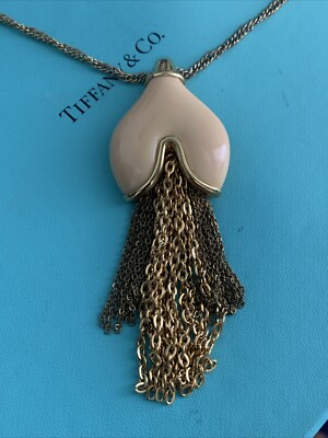 Vintage Givenchy 1977 Lucite Charm Gold Tone Tassel Necklace Ultra