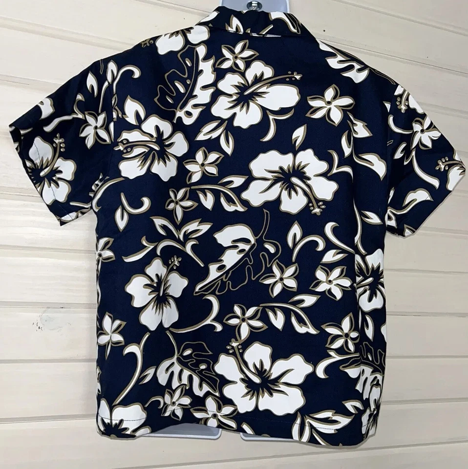 Camisa Hilo Hattie Niños Aloha Talla XXS (4/5) Algodón Hecha en Azul Hawaiano Floral Usada en Excelente Condición Foto 4 de 4