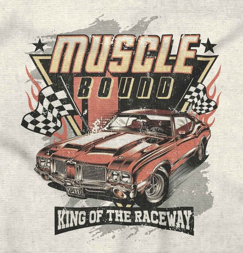 Muscle Bound King of the Raceway Car Crewneck T Shirts Boy Girl - Picture 2 of 9