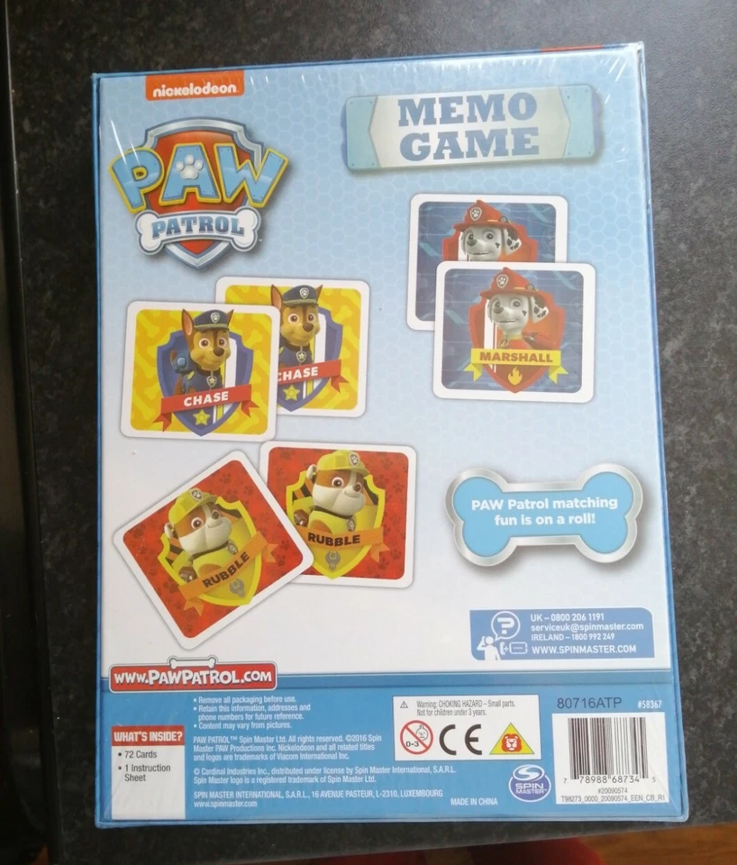 PAW PATROL MEMO GAME NEW & SEALED NICKELODEON MATCHING GAME SPIN MASTER  - Image 2 of 3