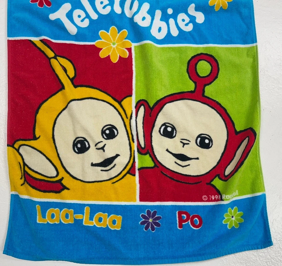 Vintage Teletubbies 1990s Cartoon Beach Pool Towel Jay Frank 1998 54”x 28” - Image 3 of 4