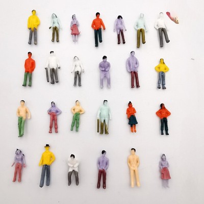 100PC Figures HO/OO Scale Colorful Mix Pedestrians Miniatures Life Scene Model