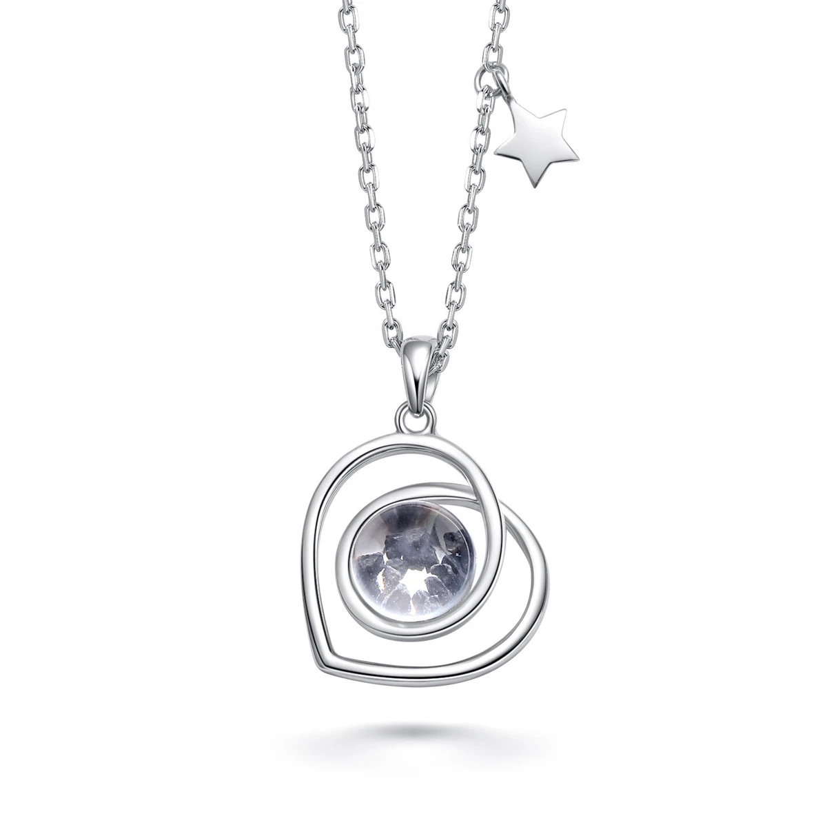 Real Moon Rock Meteorite Heart Shaped Necklace From Lunar Meteorite NWA 11788