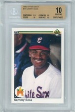 1990 UPPER DECK #17 ROOKIE SAMMY SOSA BECKETT BGS 10 PRISTINE POP 7 RARE