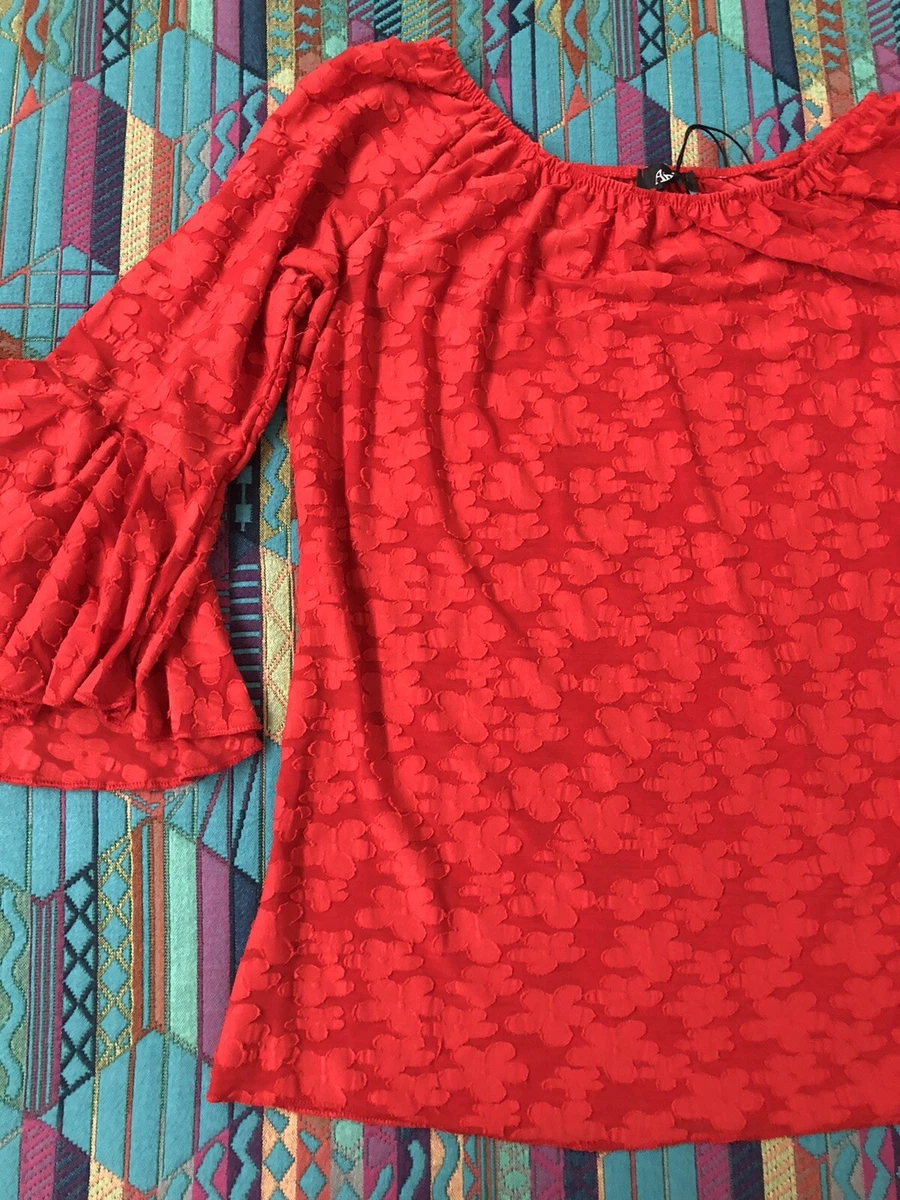 Casacca Maglia Maglietta T Shirt Rossa Rosso Donna Elegante