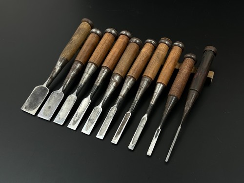 Vintage Japanese Chisel 10set Nomi /Hand Plane Saw Iron Hammer Hand Tool/d64 - Picture 3 of 24