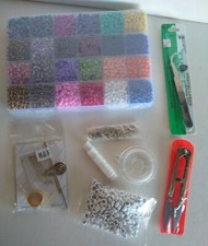 Glass Beading Kit Round  Alphabet Beads Tweezers Cutting Tools Clasps Needles