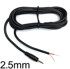 NEW 6 ft 2.5mm Mono Monaural Sub-Mini Male Plug to Tinned Bare Wire Audio Cable