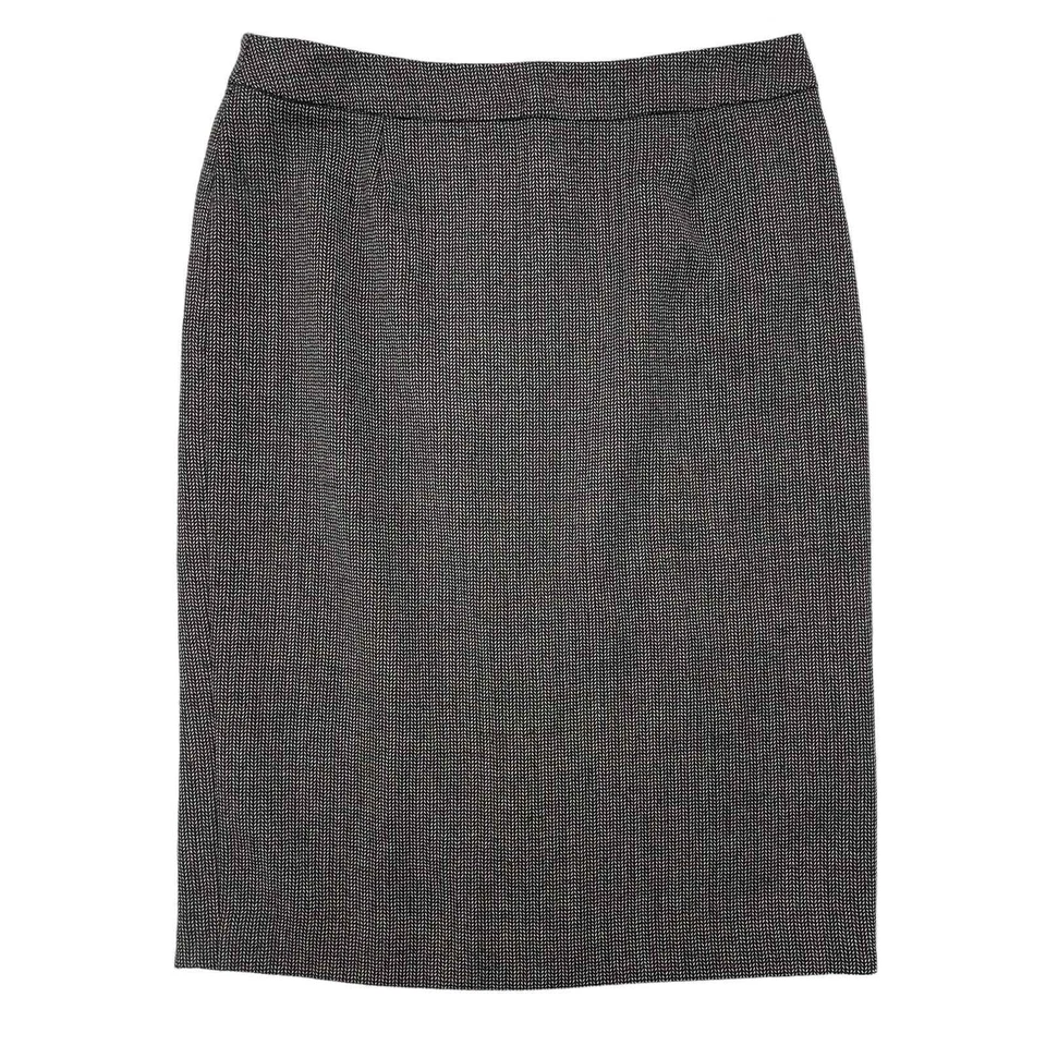 Saia de joelho Doncaster Collection marrom preta lã 8