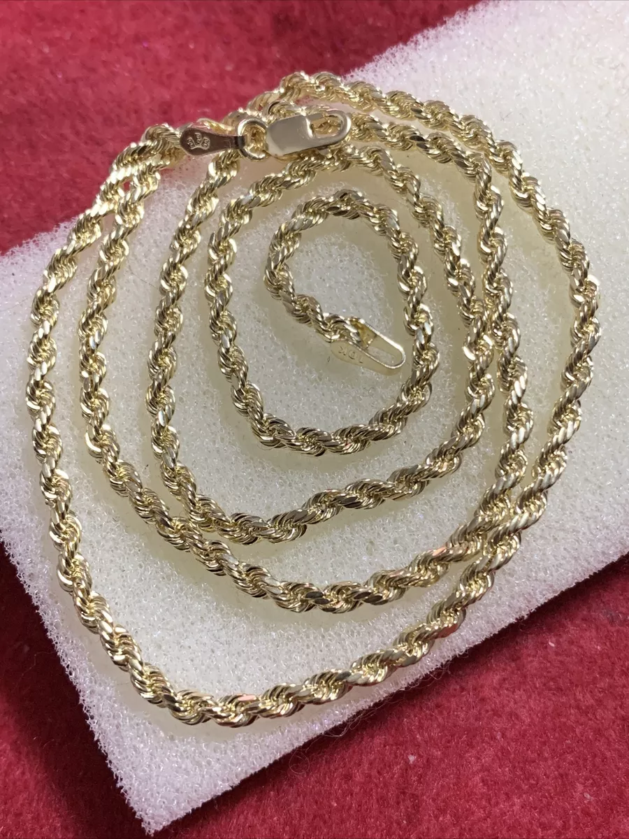 18 Inches 10 kt yellow gold rope chain 2 mm lobster lock Super