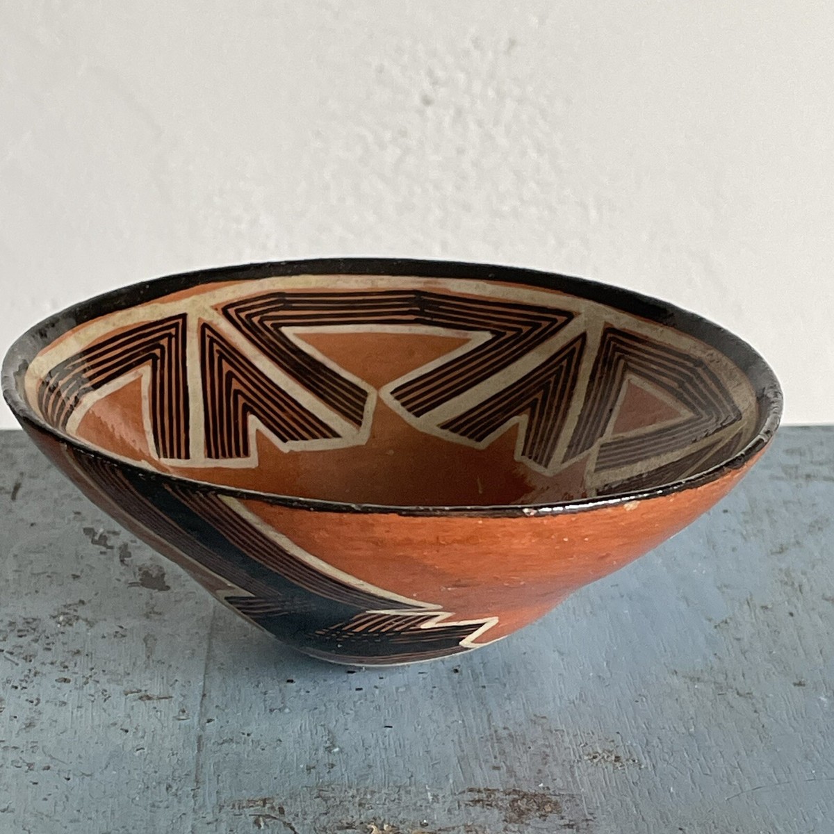 Vtg Kichwa Quichua Quechua Pottery Mucawa Drinking Cup Bowl