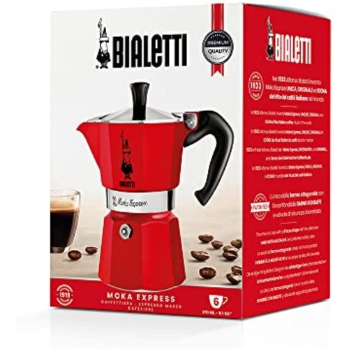 Bialetti 6 Cup Moka Stovetop Espresso Maker Red 6633 BIA0004943/NP