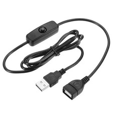 USB Male to Female Extension Cord 100cm with 501 Switch Black