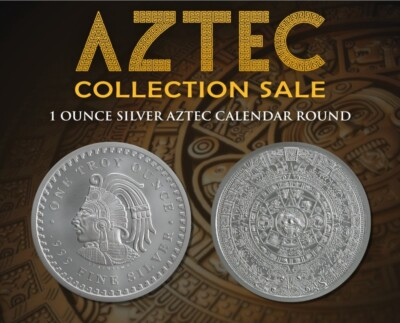 #ad 1 oz. Golden State Mint Silver Round Aztec Calendar .999 Fine IN STOCK $98.95