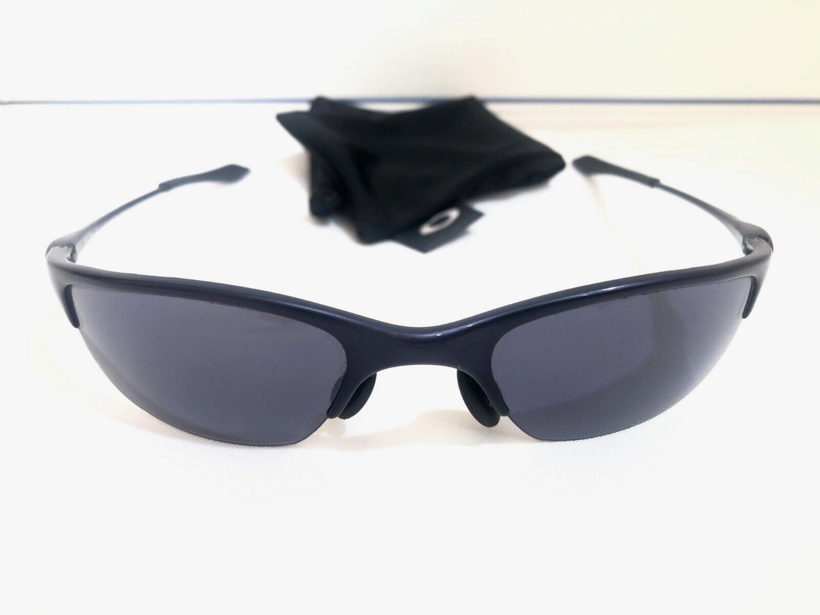 RARE OAKLEY HALF WIRE 1.0 SUNGLASSES Cobalt Blue Frames w/ Black Iridium Lenses image 3