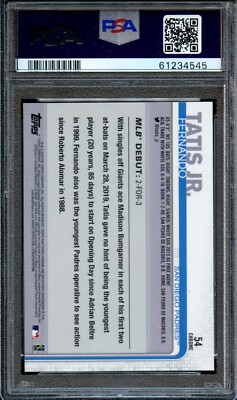 PSA 9 2019 TOPPS CHROME UPDATE PINK REFRACTOR #54 FERNANDO TATIS
