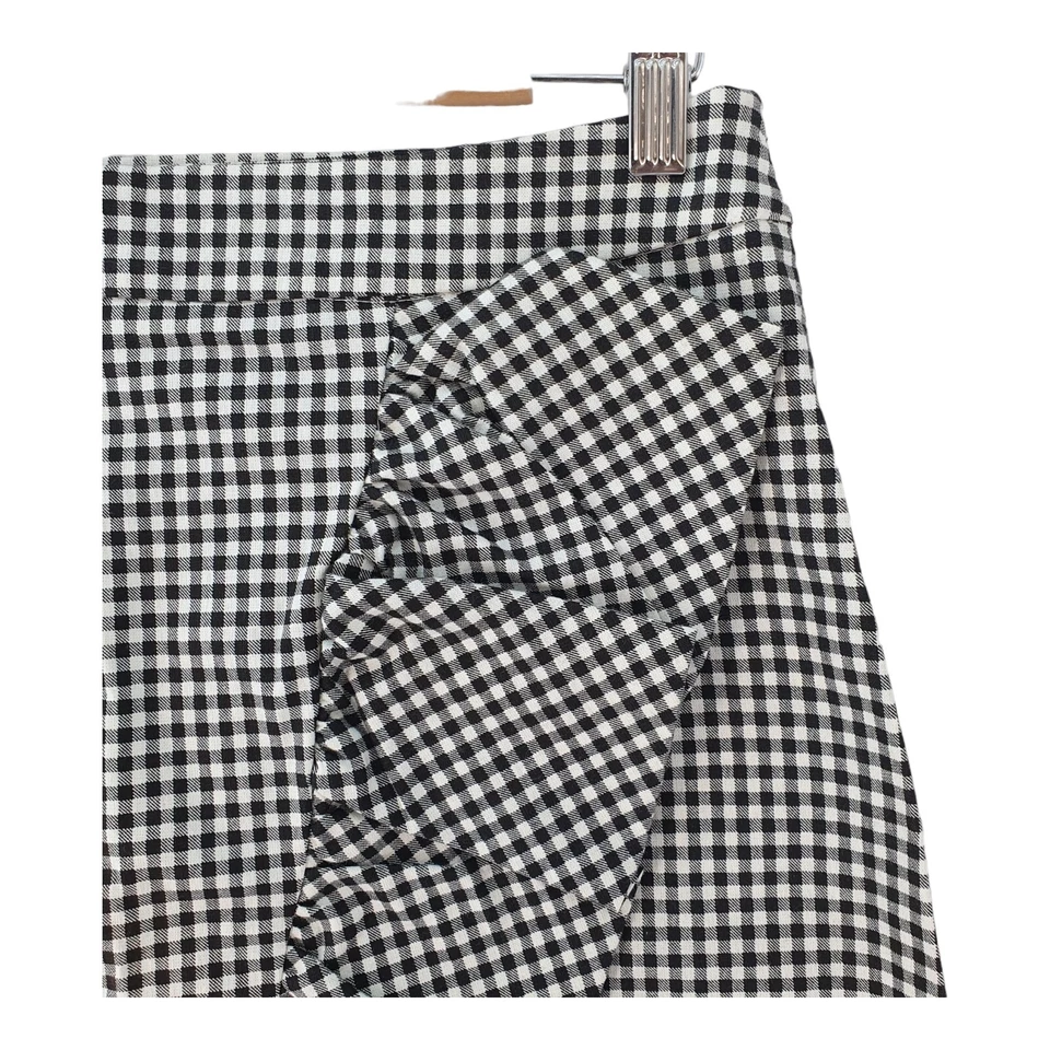 Missguided Mujer Gingham Mini Falda Negro Blanco Cuadros Volantes Delantero Talla 12 Foto 2 de 4