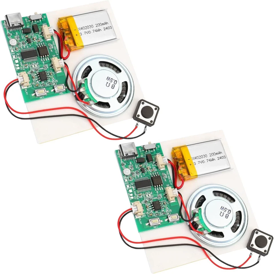 2Pack 16Min PUSH BUTTON RECORDABLE Device Voice Module Music Sound Chip Musical - image 2 of 4