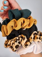 5 pack Scrunchies Hair Elastic Hair Band Cotton Knit Color Ponytail Holder