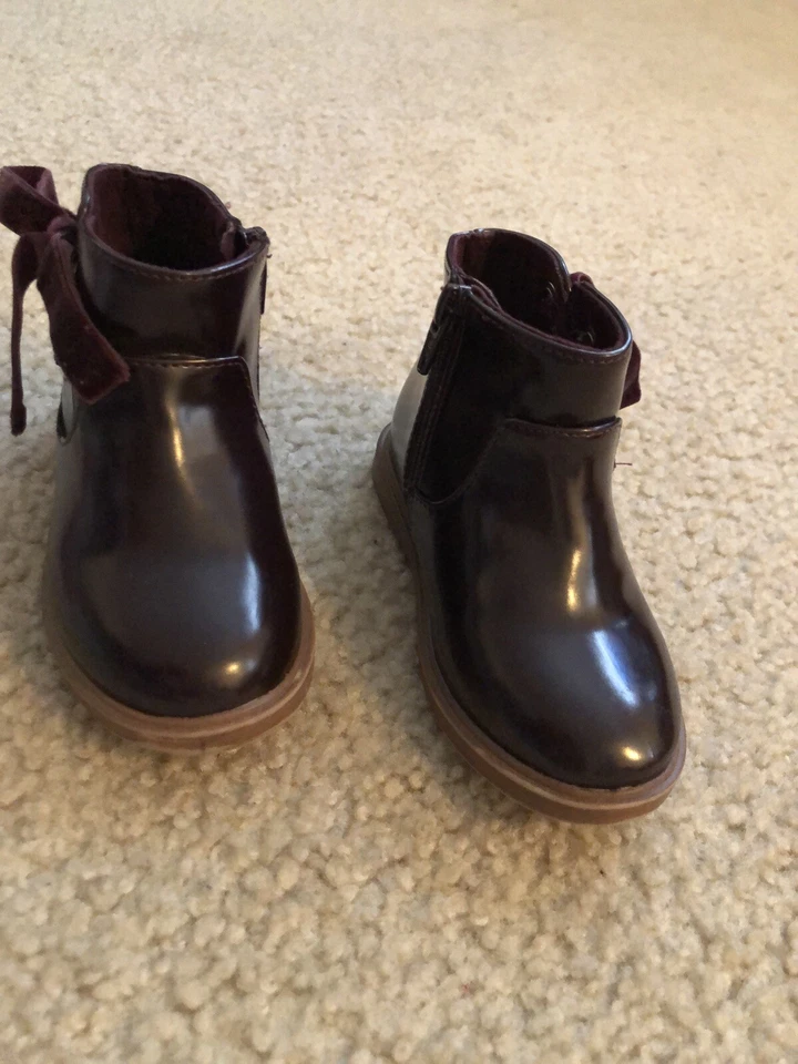 Bota Zara bebê zíper lateral veludo renda bordô sapatos tamanho 22 tamanho 6 - Imagem 3 de 4