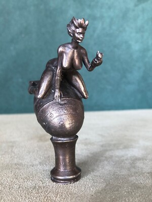 Nude Girl Riding Falling Bomb Pipe Tamper/Figure,Solid Fine Pewter