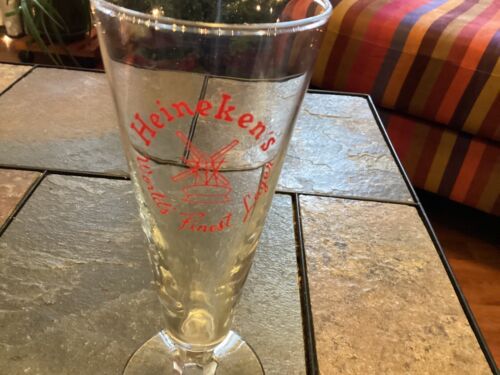 Raro vetro stelo mulino a vento rosso Heineken's World's Finest Lager anni 50 - Foto 2 di 6