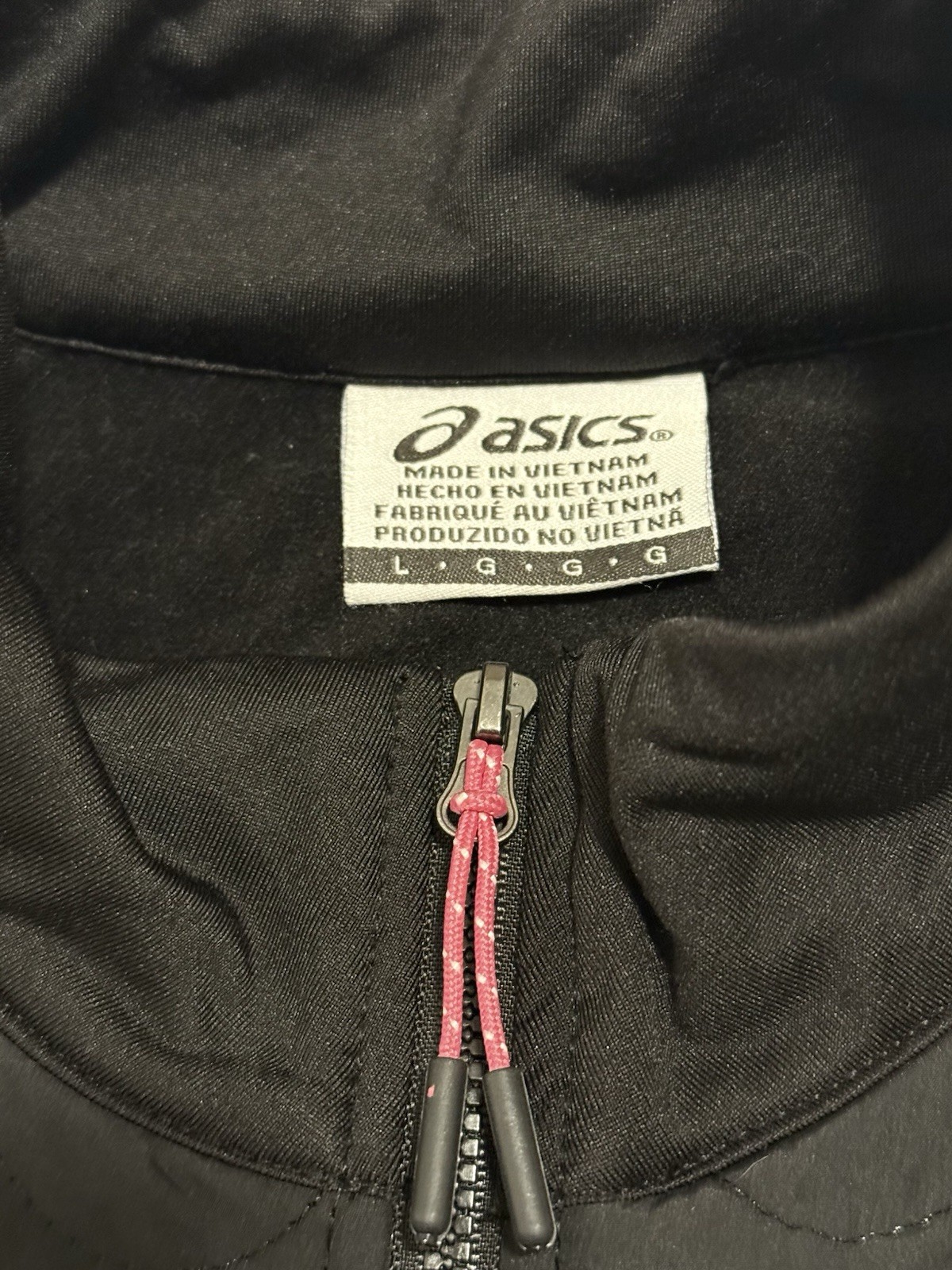 Asics Womens 1/3 Zip Running Jacket Large Black w Pink Accents Fleece Lined thumbnail 6
