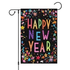 Happy New Year Garden Flag Double Sided Small Burlap Party 12x18 Inch Multi