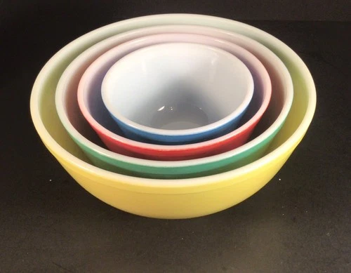 Vintage Pyrex Primary Colors Mixing Bowl Set Of Four: #401 #402 #403 #404
