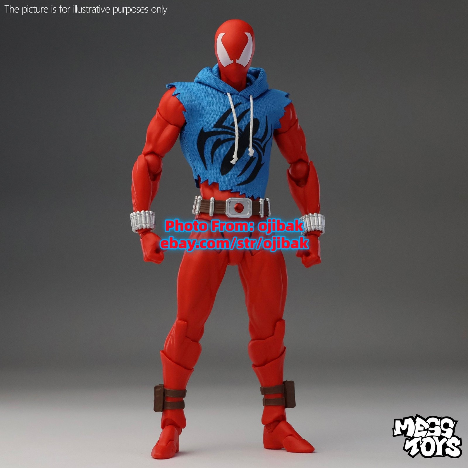 Pre-sale mess toys spider-man scarlet hero blue cloth battle suit action figure