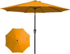 9FT Outdoor Patio Umbrella Outdoor Table Umbrellas with Push Button Tilt and Cra