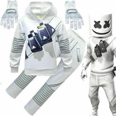 DJ MarshMello Music Party Hoodie Top + Pants Suit Set Costume Cosplay Boys Kids