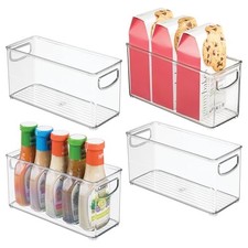 Slim Clear Plastic Stackable Storage Bin, Tall Narrow, 4-Pack  Pack of 4