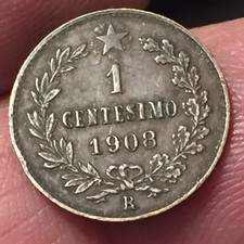 👑 KINGDOM OF ITALY COIN KING VITTORIO EMANUELE III° SAVOY 1 CENT 1908 VALUE