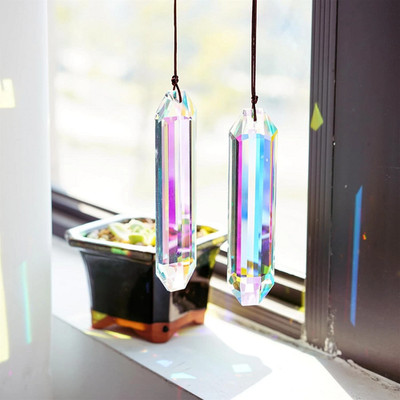 2Pcs 5'' Large Crystal Sun Catcher Prisms Hanging Suncatchers with Glass Prism US