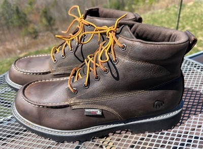 Wolverine Mens Work Boots Waterproof Brown Leather Size 13M Floorhand Moc Toe 6 