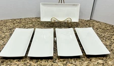 Yanco China Set Of 5 Porcelain Rectangle Plates/Platters White 11-3/4” X 5-1/2” 