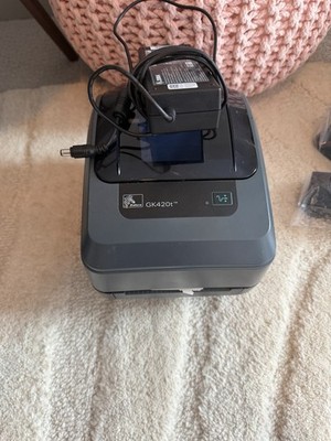 Zebra GK420t Label Printer GK42-102510-000 Model with Power Adapter