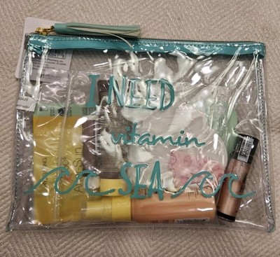 I Need Vitamin Sea ~ Clear Zipper Cosmetic Travel Bag Tassel w/Product ~ New