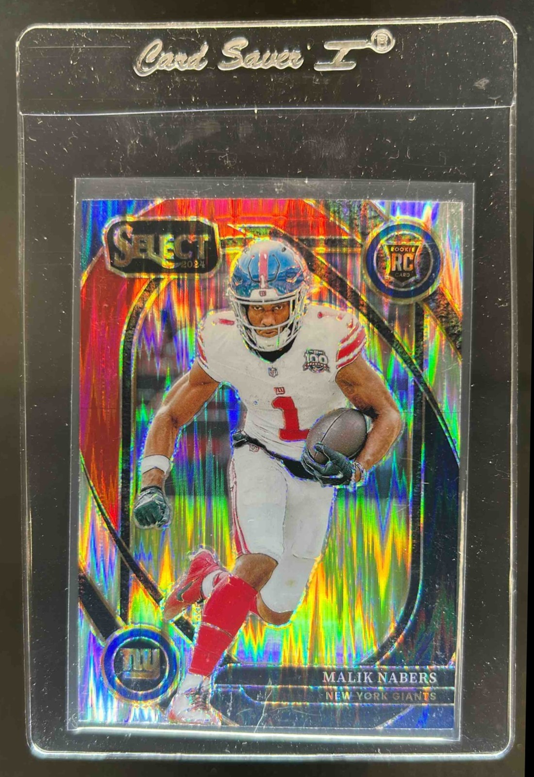 2024 Select Malik Nabers Club RC Black and Red Prizm Shock #220 Giants