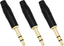 3-Pack 6.35Mm 1/4" Stereo Plug Replacement TRS 6.35Mm Male Solder Adapter Jack D