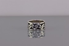 Taxco Sterling Silver 9mm Carved Over Under Cuff Band Ring Mex 925 Sz: 7