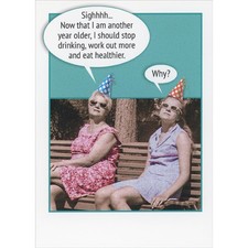 Women on Bench Should Stop Drinking and Work Out Funny Birthday Card for Woman