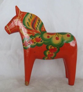 6 1/4 Inch Orange Dalarna Sweden Dala Horse