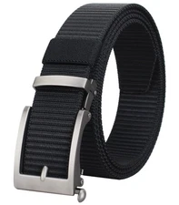Mens Webbing Nylon Belt Adjustable Slide no Ratchet Golf Click Belts for Men ...