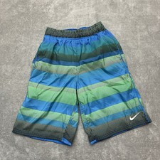 Nike Swoosh Lined Blue Green Swim Trunks Shorts Youth Boys Large 12-13 Yrs