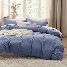 Blue Duvet Cover Queen Size - 3 Pieces Cotton-Like Extra Soft Bedding Set