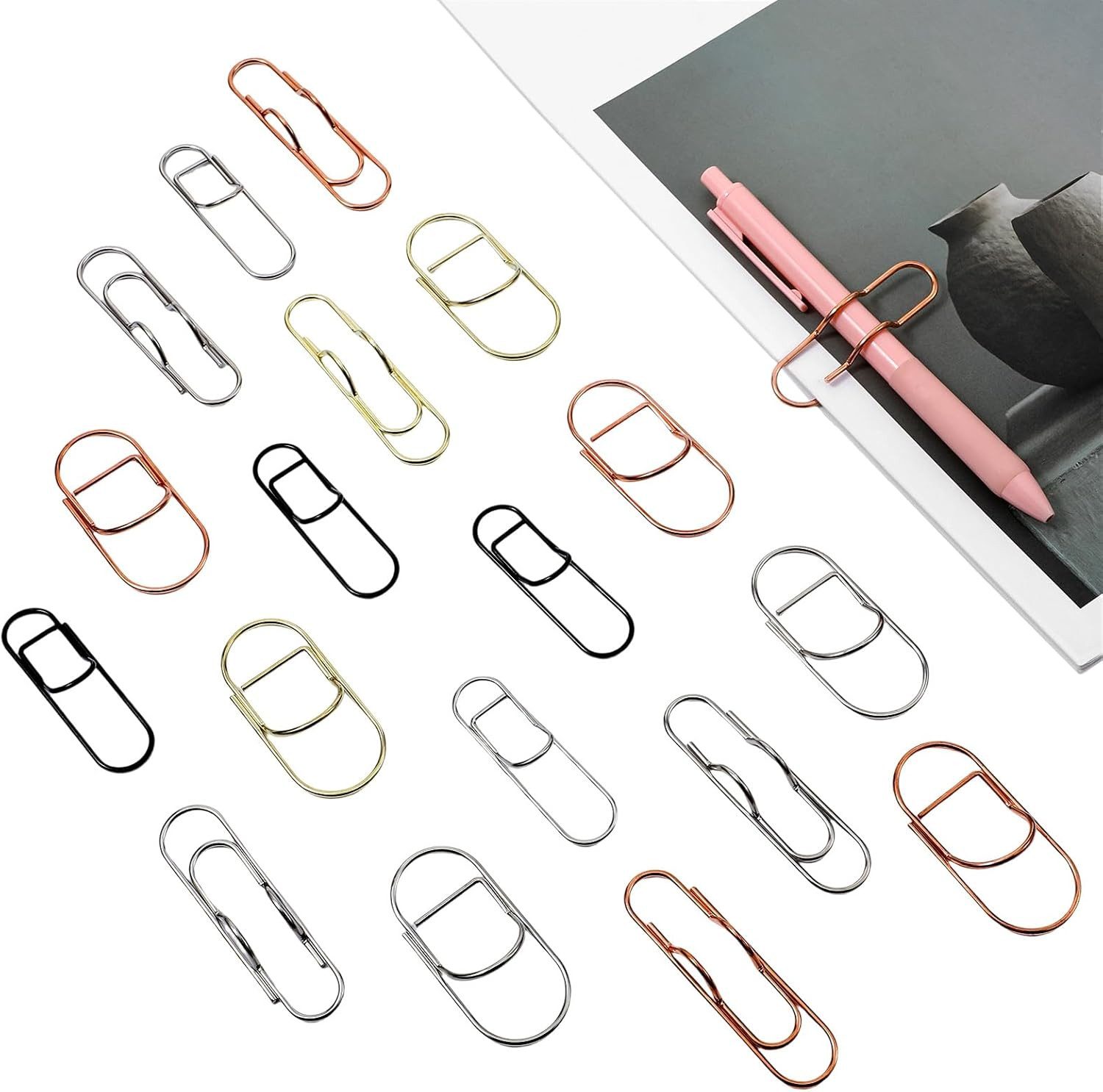 24 PCS Metal Pen Clips Multi-Color Pencil Holder Clips for Notebooks Journals