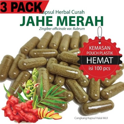 3x Red Ginger 100 Caps Herbs Spices Extract Natural Organic Pure Herbal Health