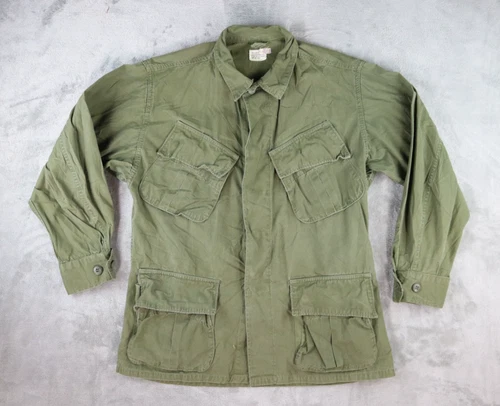 Vintage 60s Vietnam US Military Tropical OG 107 WR Poplin Slant Pocket USA